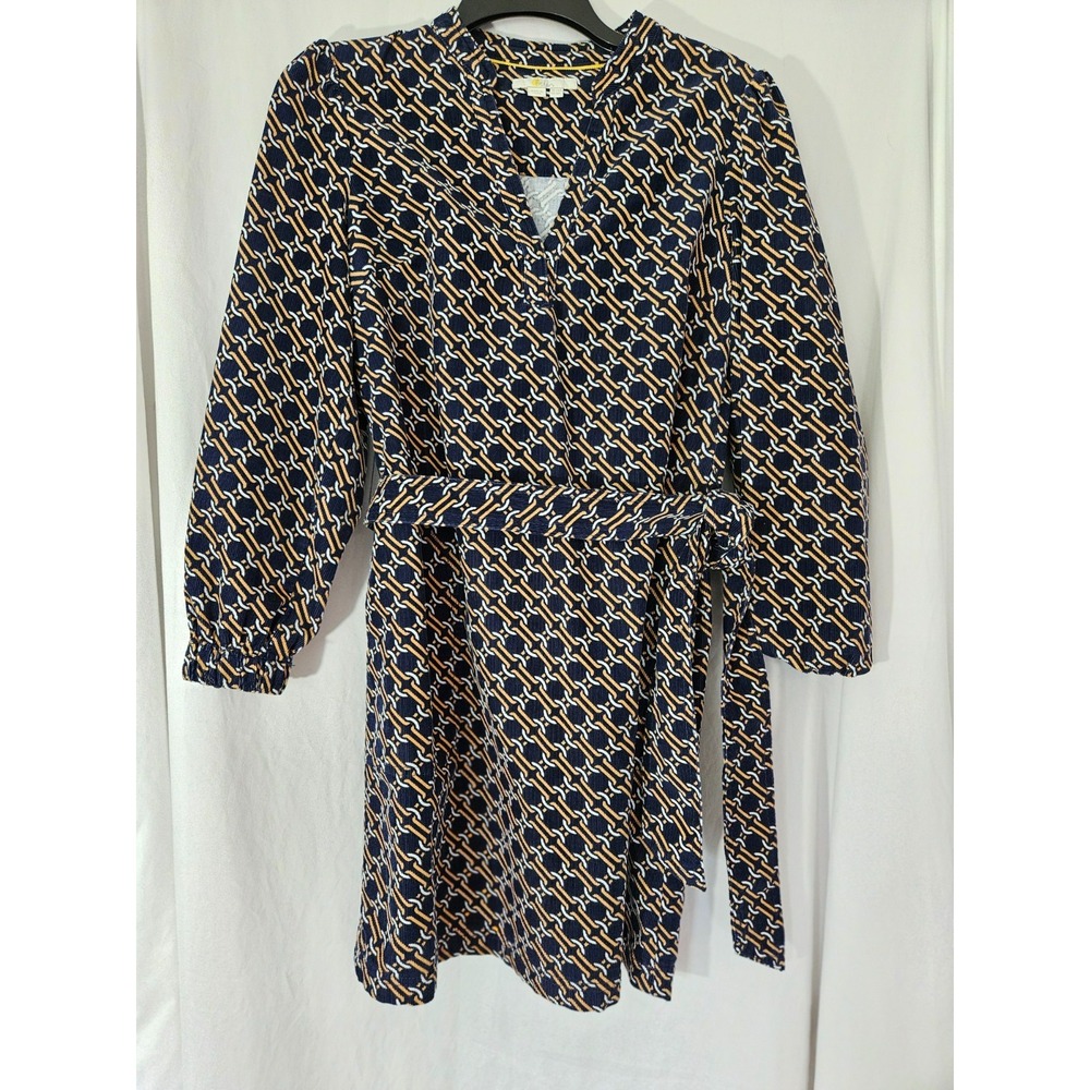 BODEN Corduroy Navy Chain Link Dress Long‎ Sleeve Size 12P